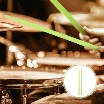 2 шт., нейлоновые барабанные палочки, яркая светодиодная подсветка барабанных палочек (флуоресцентно-зеленый)