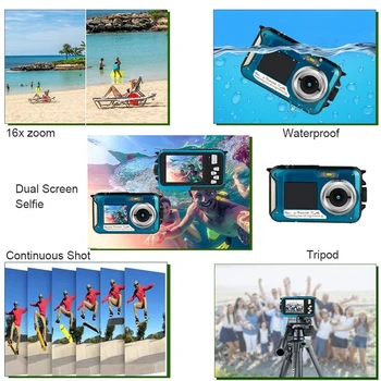 48-мегапиксельные подводные камеры 1080P 4K/30 кадров в секунду Цифровая камера IPS с двойным экраном с защитой от встряхивания, распознавание лиц для игр родителей и детей при плавании