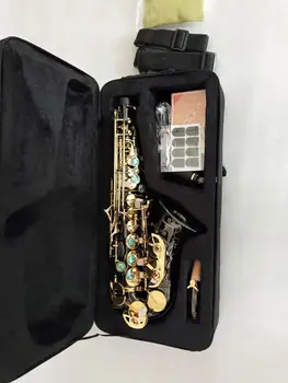 Super Japan S-991, высококачественный изогнутый саксофон-сопрано, черный золотой ключ, профессиональный музыкальный инструмент Bb