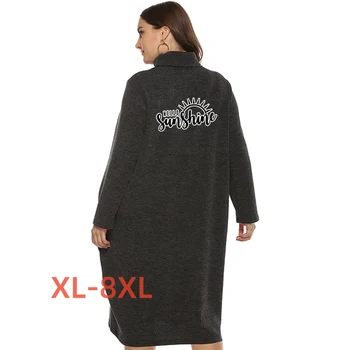 Плюс Размер 4xl 5xl 6xl 7xl 8xl Зимние Платья для Женщин с Солнечным Буквенным Принтом Maxi Vestidos Para Mujer Для Выпускного Вечера, Вечернего Коктейля