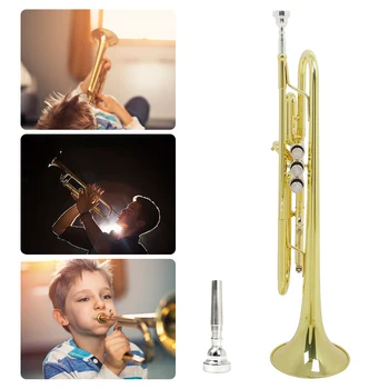 Профессиональная труба с перчатками и салфеткой для чистки, Музыкальный инструмент Bb B Flat Труба для детей и взрослых